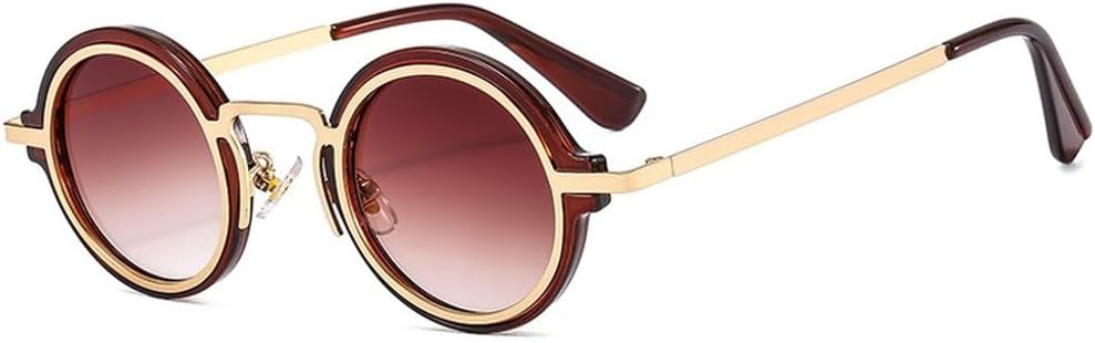 

Модные маленькие круглые мужские солнцезащитные очки в стиле панк, ретро, ​​прозрачные градиентные линзы, защита от УФ-излучения UV400, женские солнцезащитные очки в тренде SKFGNX, Brown Tea Gradient