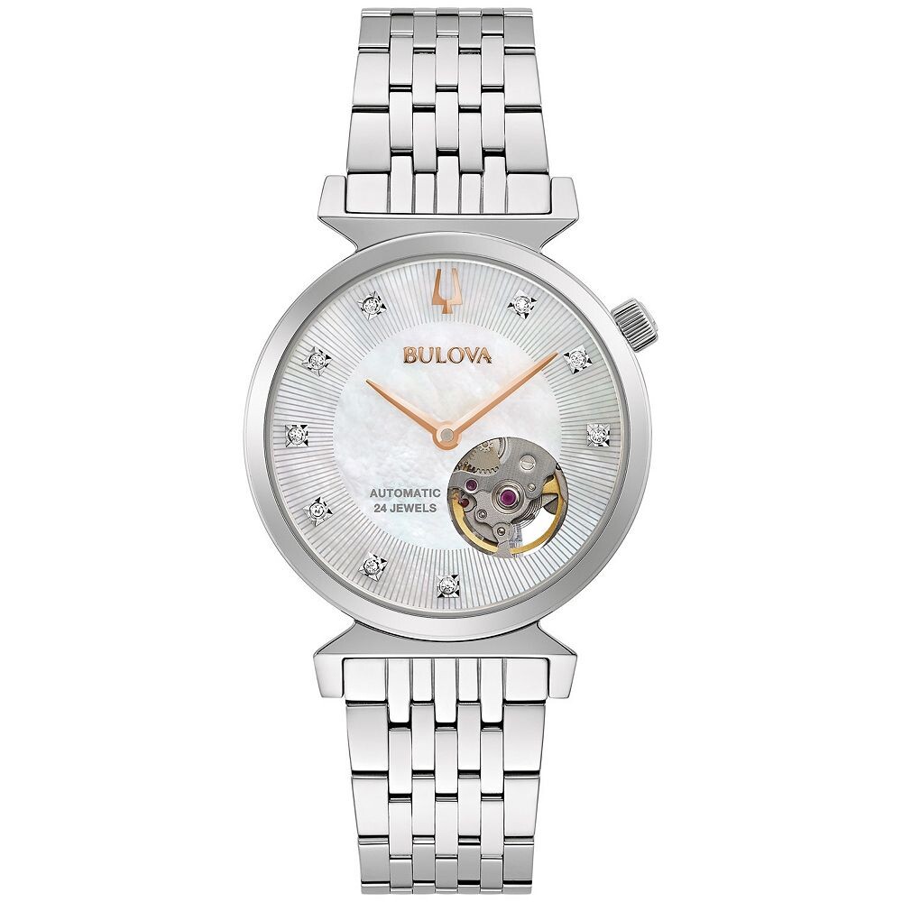

Женские автоматические часы Bulova Regatta Diamond — 96P222, цвет Silver Tone