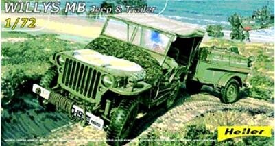 

Heller, Willys MB Jeep & Trailer, Модельный комплект, 12+