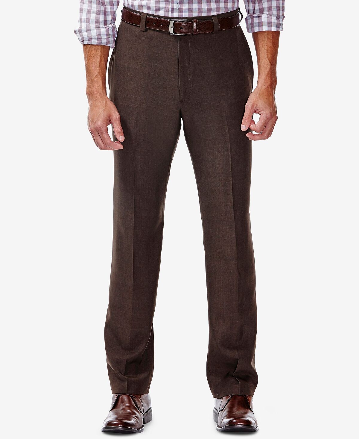 

Мужские классические брюки Eclo Stria Classic Fit с плоской передней частью и расширяемыми потайными штанами Haggar