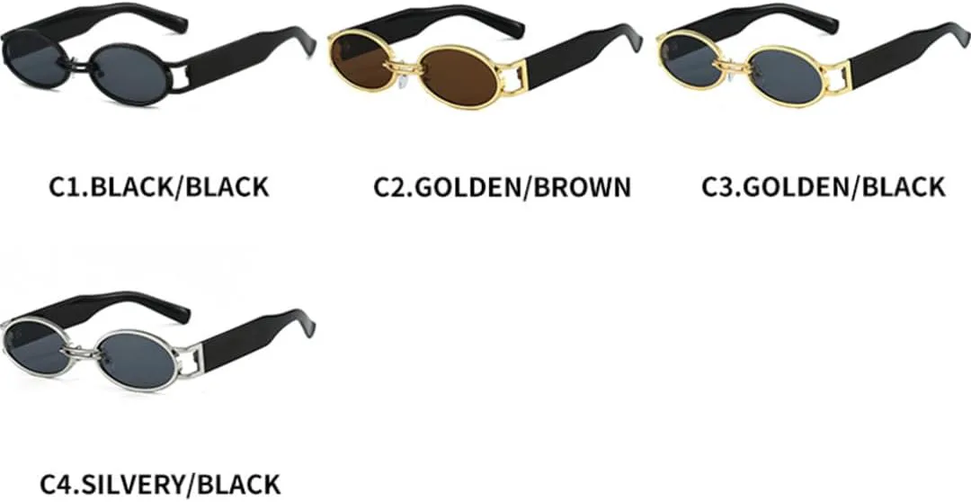 

Женские овальные солнцезащитные очки в винтажном стиле, маленькие, металлические, модные, в стиле стимпанк, с защитой от УФ-излучения UV400 TOIPASTN, Gold Tea