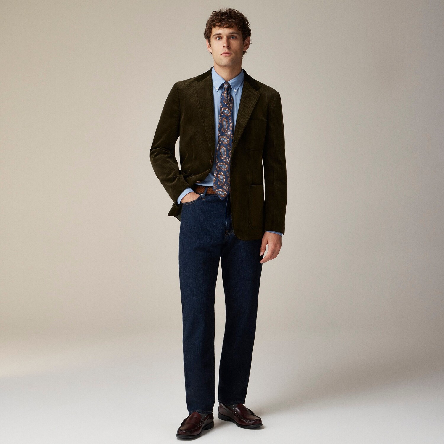 

Классический пиджак Crosby из английского хлопкового вельвета J.Crew, зеленый
