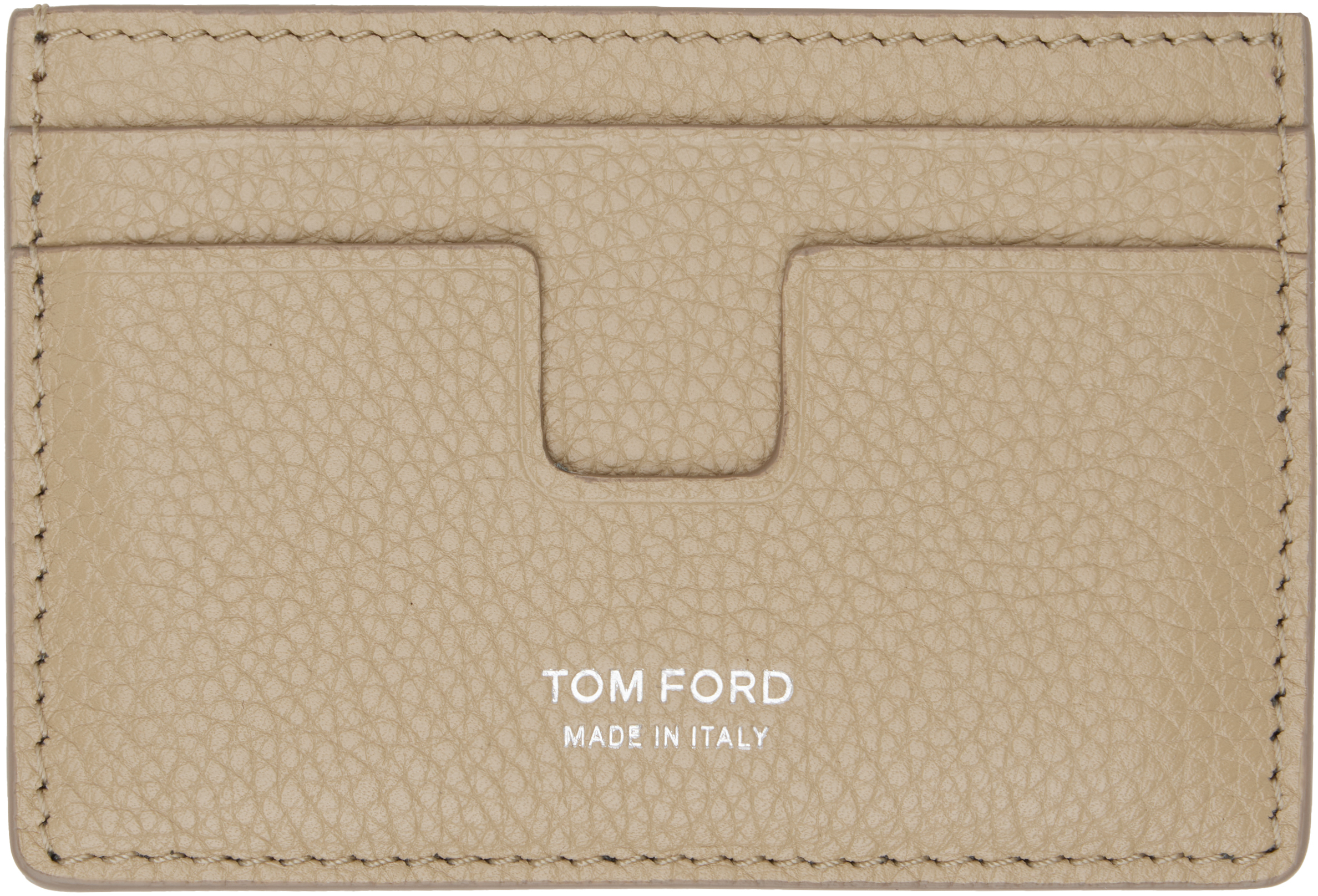

Классический держатель карт из бежевой зернистой кожи TOM FORD, Dune