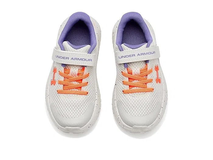 Кроссовки детские Pre School Surge 4 Alternate Closure Under Armour Kids, Summit White/Purple Luxe/Electric Tangerine — фото 3