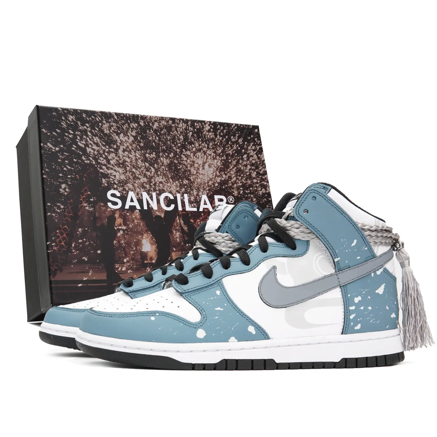 

Кроссовки Nike Dunk Skateboarding Shoes Men High-top Blue/White, черный