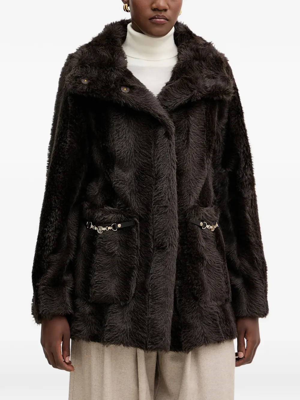 

Пальто с цепочным декором Fracomina, коричневый