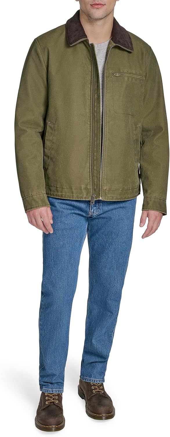 Мужская хлопковая куртка Levi's Depot с вельветовым воротником, Light Olive Wax Look — фото 2