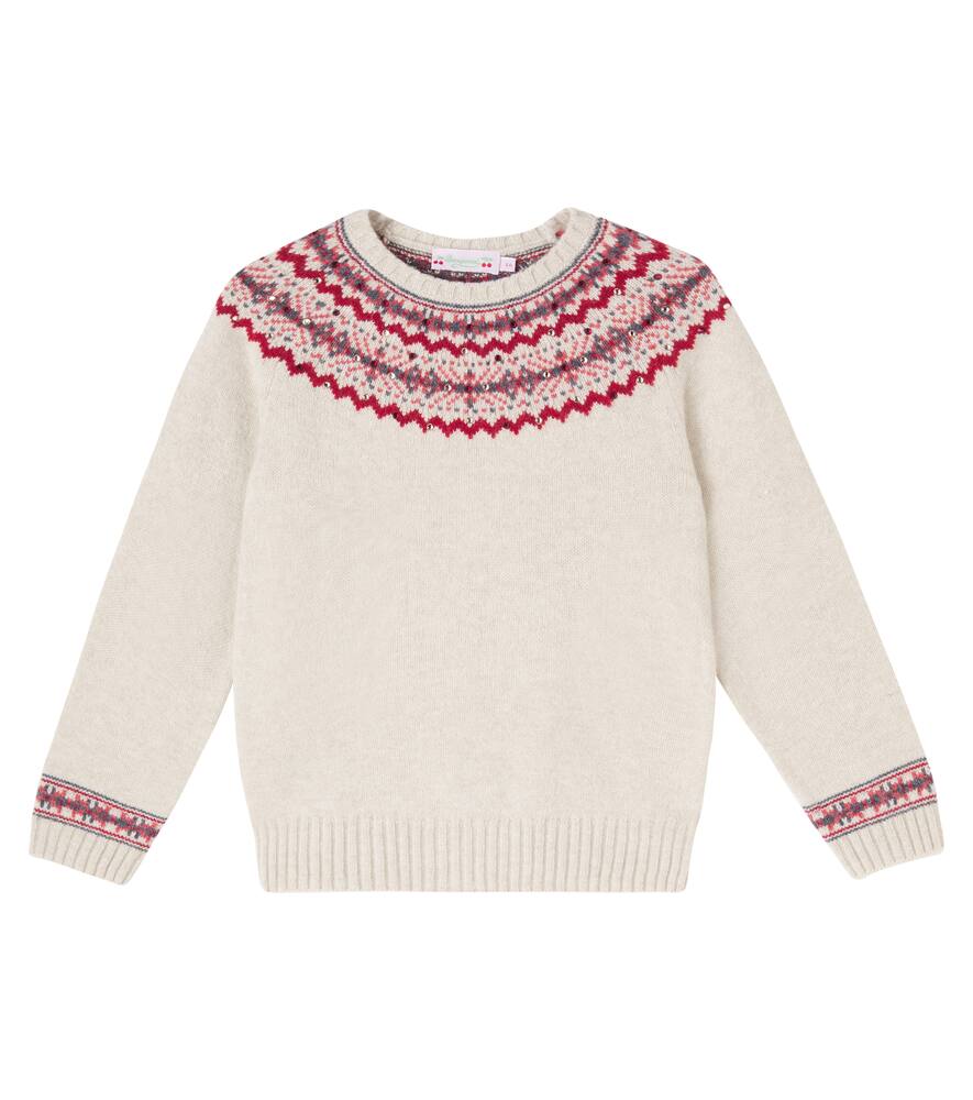 

Джемпер с жаккардовым узором fair isle из шерстяной смеси Bonpoint, Ecru