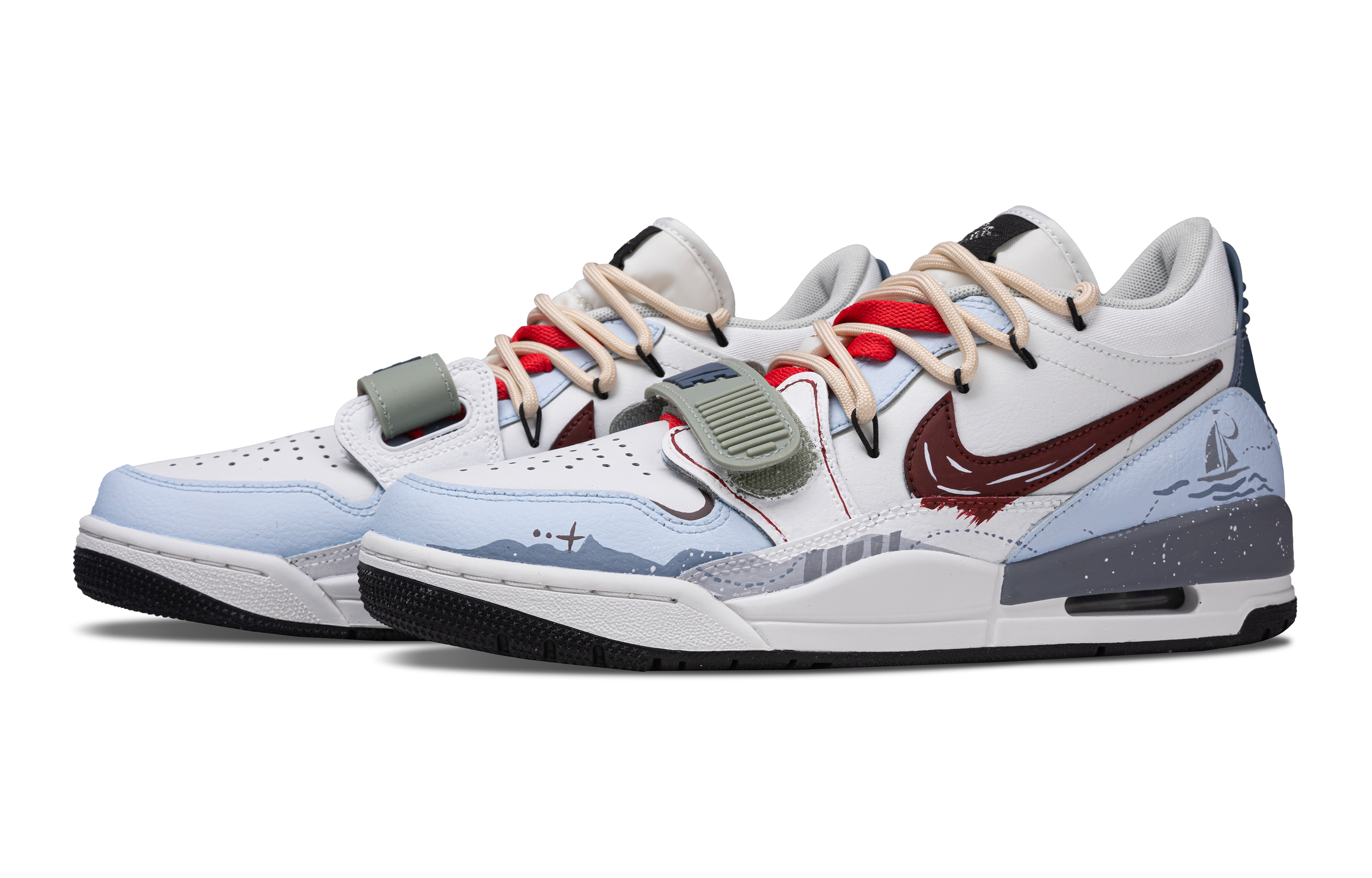 Jordan Legacy 312 Glacier's Breath Cushioning, Wear Resistant Low top Vintage Basketball Shoes Men's Blue White — фото 4