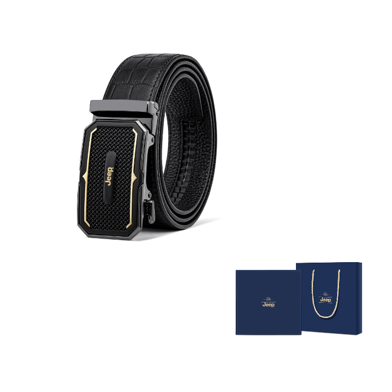 

Ремень мужской из коровьей кожи 3,5 см Jeep, золото crocodile pattern