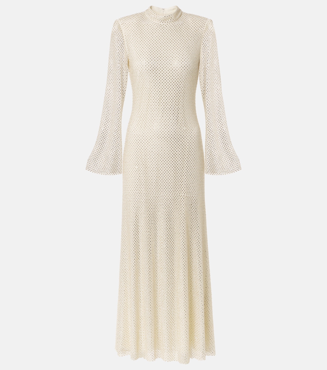 

Платье-миди в сеточку с декором Self-Portrait, кремовый