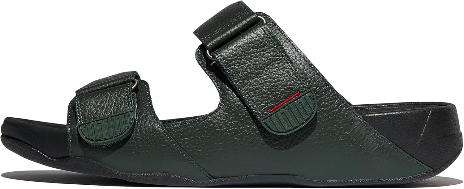 Мужские кожаные сандалии FitFlop Gogh Moc Slide, темно-зеленый — фото 3
