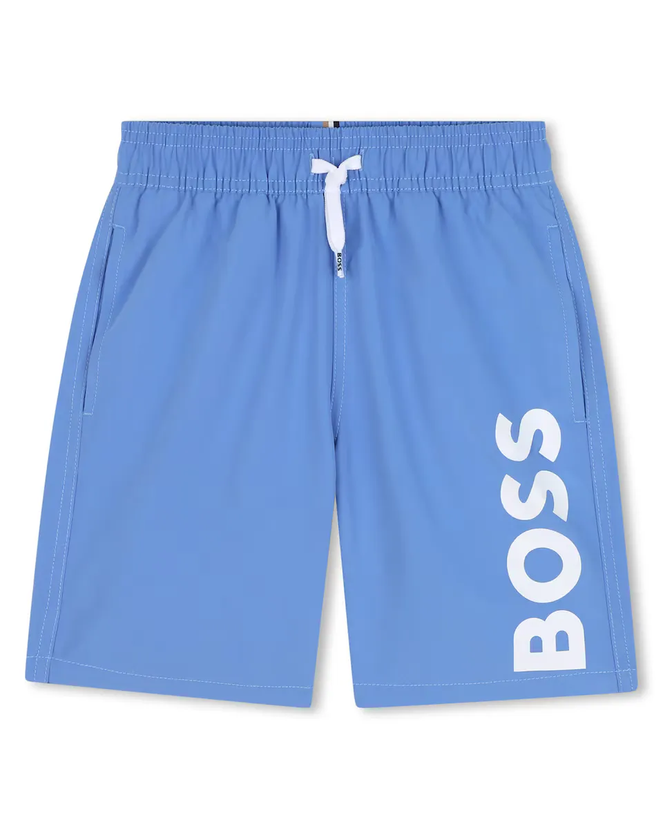 

Купальник для мальчиков с логотипом и кулиской BOSS Kidswear, бирюзовый