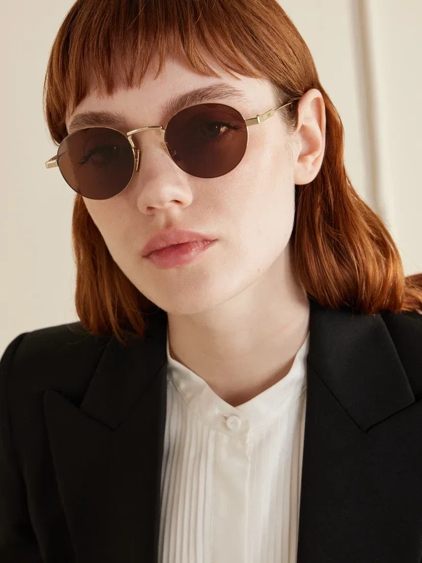 Солнцезащитные очки Oro в круглой оправе золотистого цвета CELINE EYEWEAR, золотой — фото 2