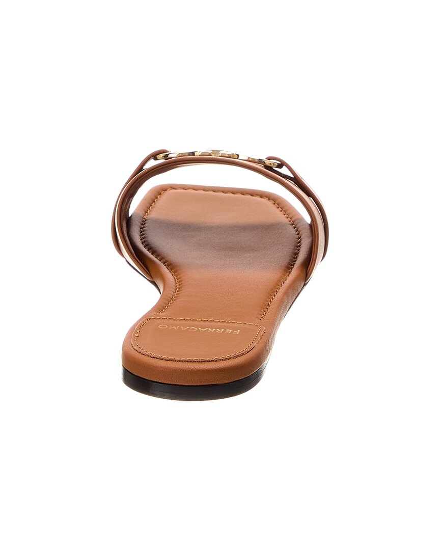 Феррагамо Лия сандалии из кожи с украшениями Salvatore Ferragamo, коричневый — фото 3