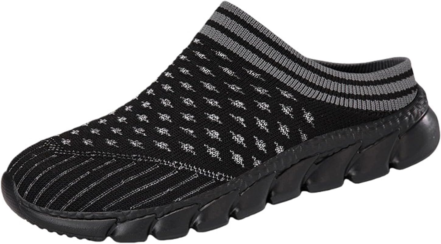 

Женские легкие прогулочные кроссовки из сетки с дышащей мягкой подошвой, мюли с открытой пяткой, повседневные тапочки, удобные, для спорта на улице, сандалии на танкетке Movnebyro, черный