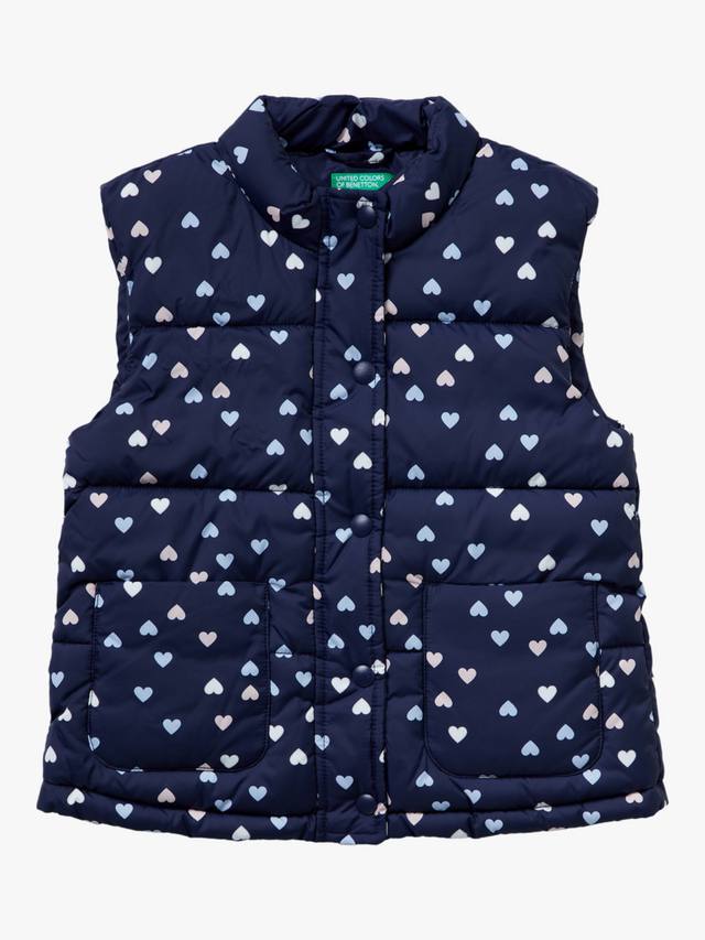 

Детский жилет с мягкой подкладкой и принтом в виде сердечек Benetton, Navy/Multi
