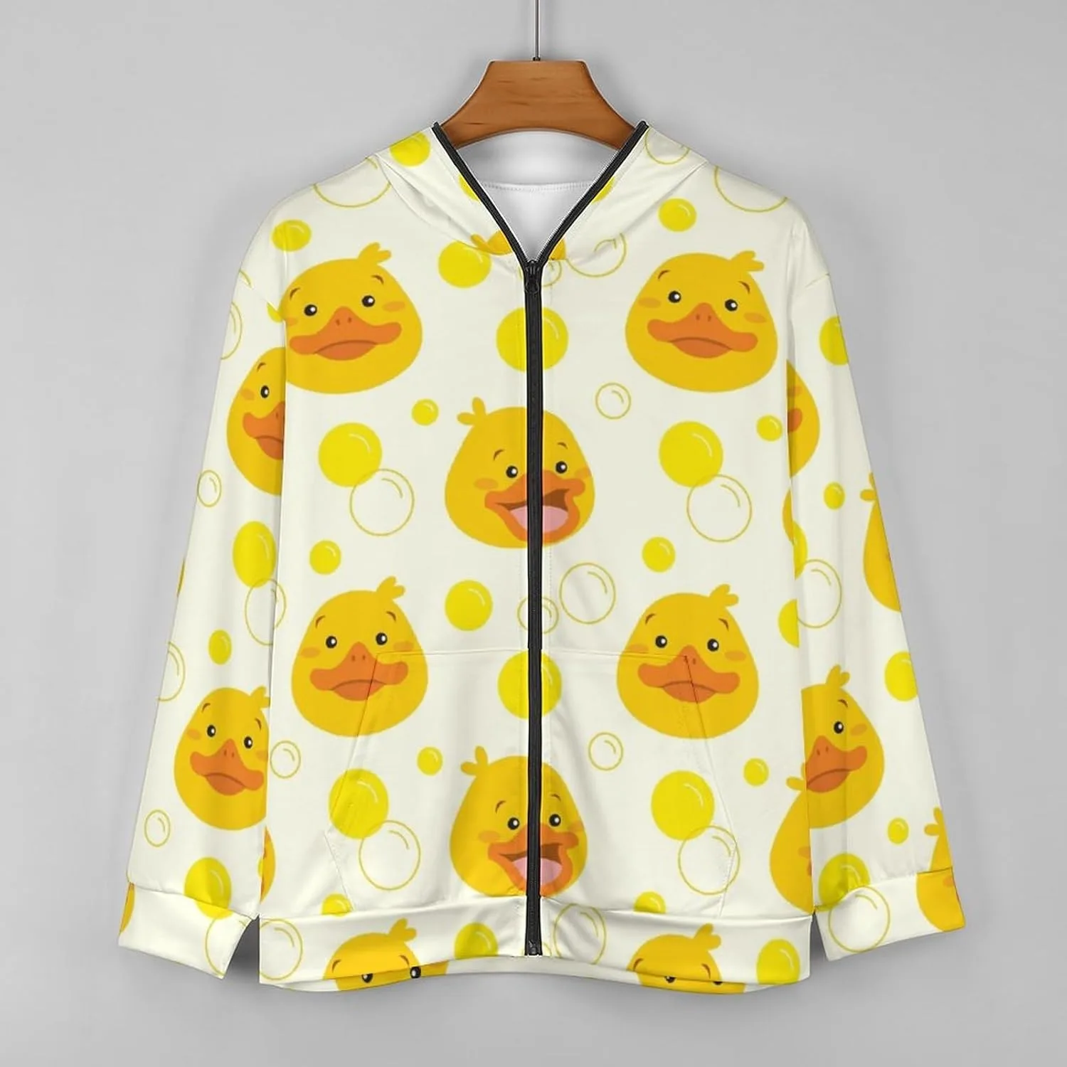 Мужская худи с принтом Rubber Ducks, свободная, с карманами и молнией — фото 3