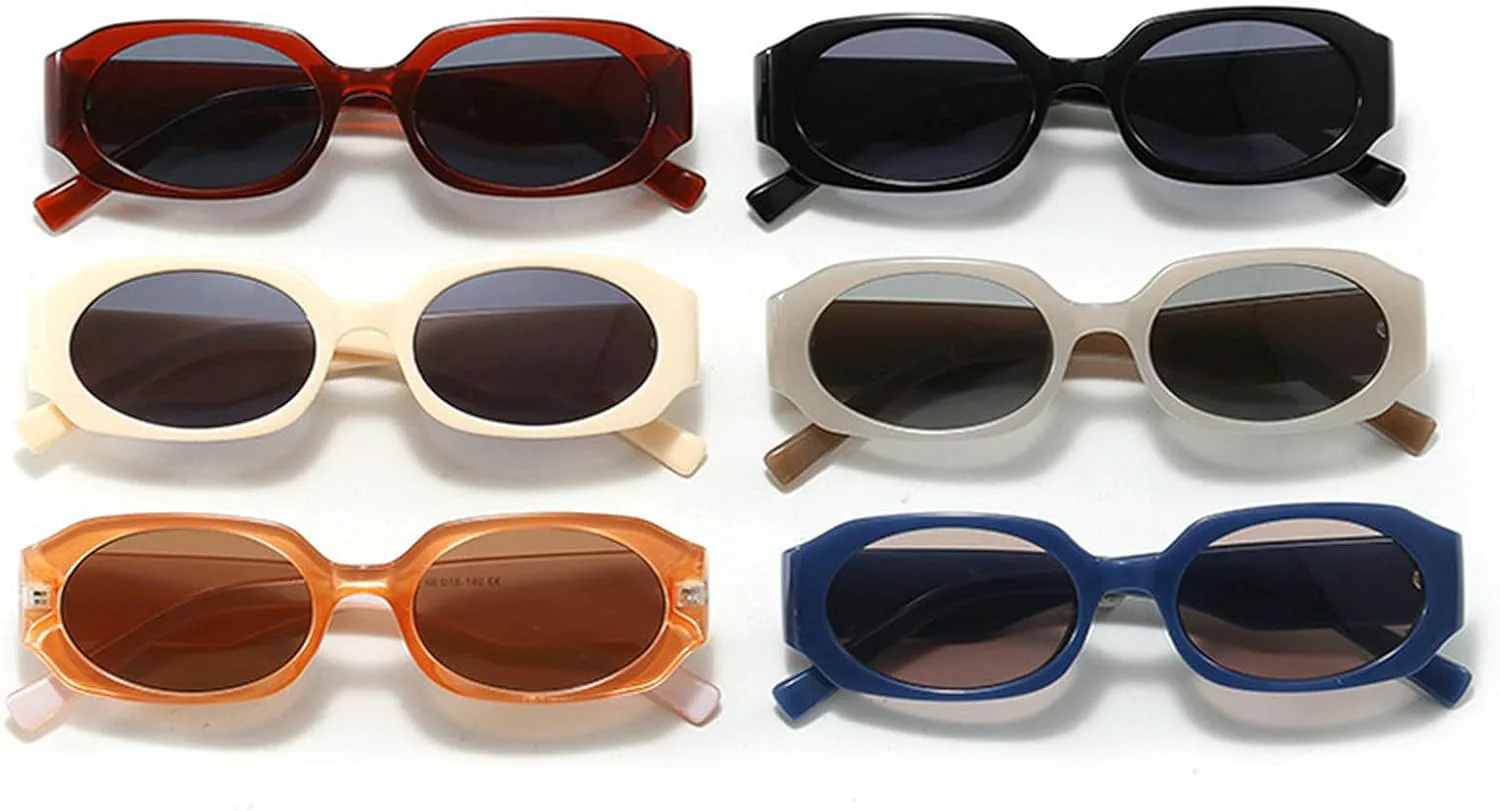 

Модные солнцезащитные очки в форме многоугольника и прямоугольника для женщин, ретро, ​​красные и синие, с защитой от УФ-излучения UV400, для мужчин mincl, Brown