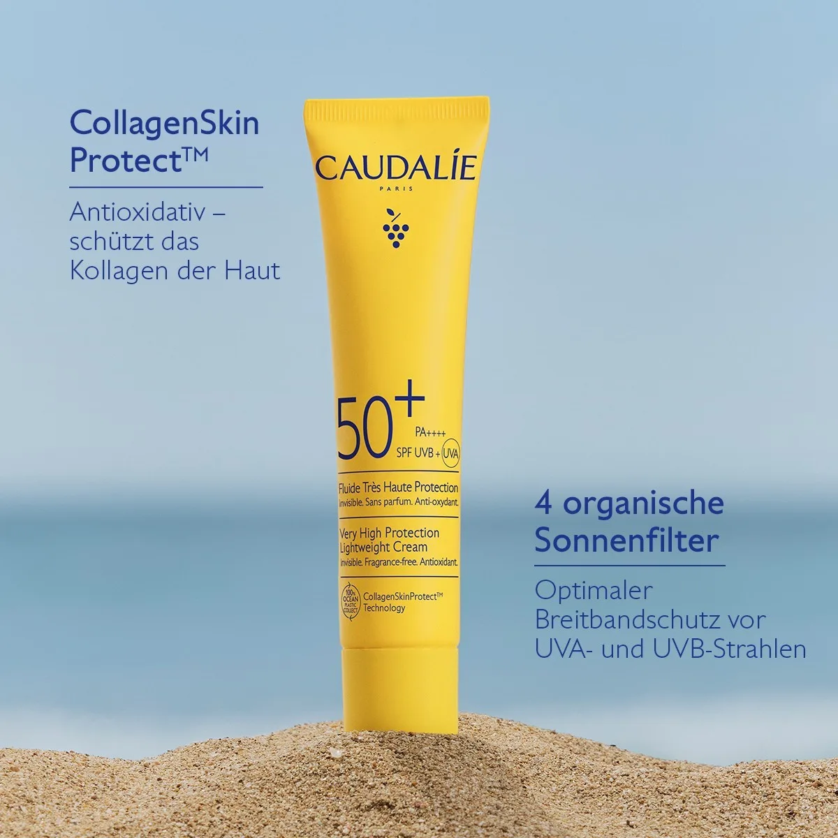 Солнцезащитный крем Vinosun Protect Fluid, очень высокая степень защиты SPF 50+. Caudalie, 40 мл — фото 4