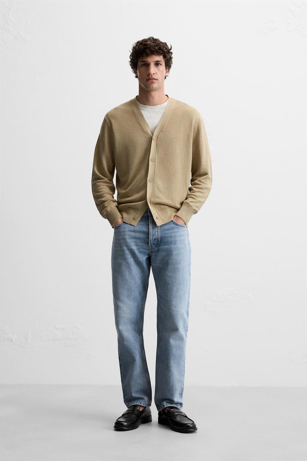 

Кардиган из льна и вискозы ZARA, кэмел