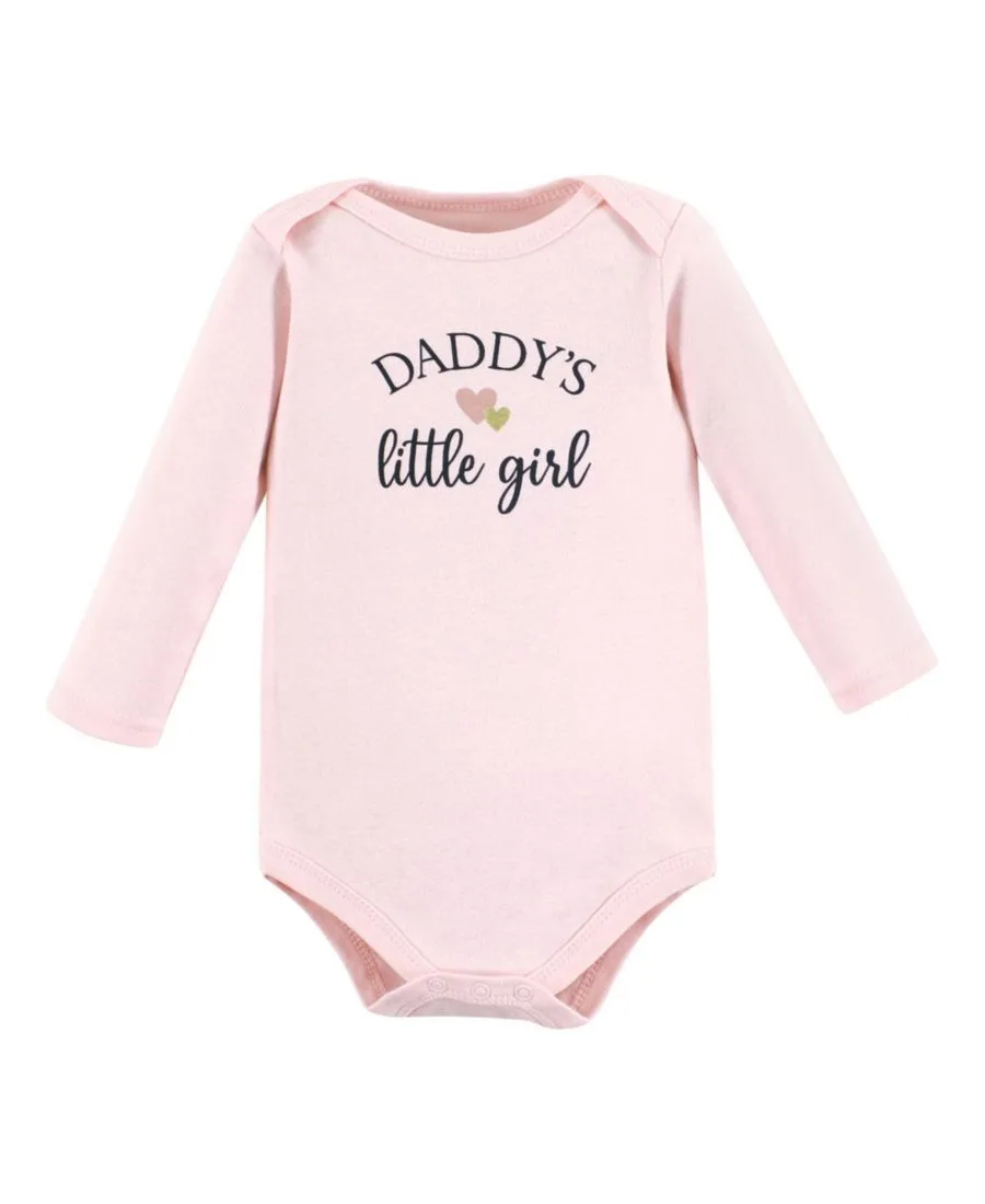 Комплект из 3 хлопковых боди с длинными рукавами Hudson Baby, girl daddy розовый темно-синий 3-pack — фото 3