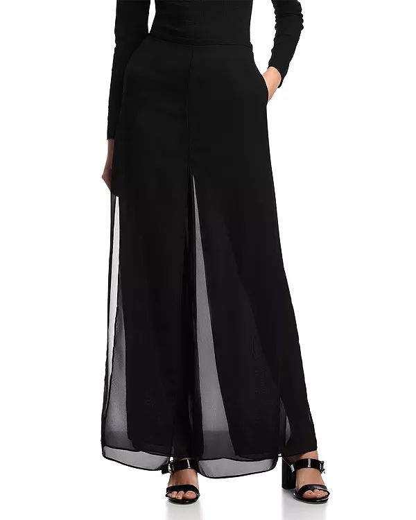 Многослойные брюки из техно-жоржета Emporio Armani, Black