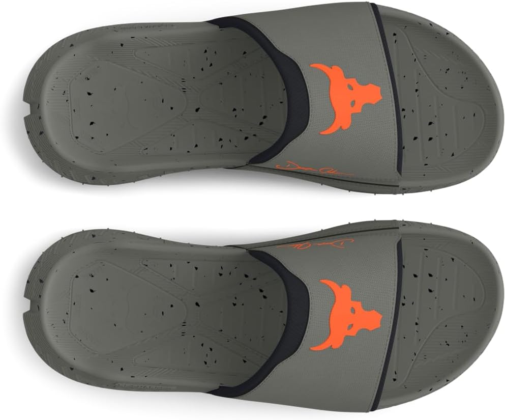 Мужские слайд-сандалии Under Armour Project Rock 3, черный/зеленый/оранжевый — фото 4