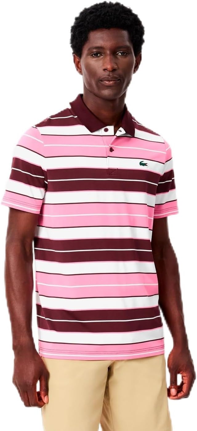 

Мужская поло-рубашка LACOSTE Ultra-Dry в разноцветную полоску Защита от УФ-излучения UPF50+