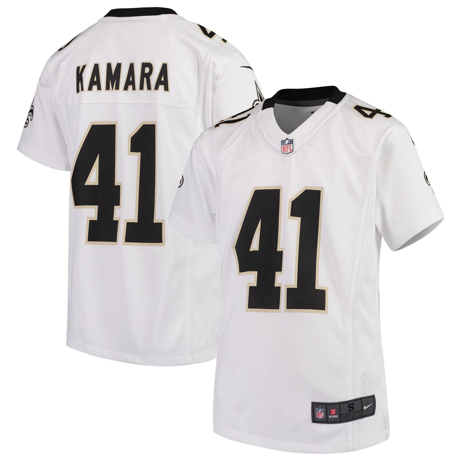 Молодежная игровая майка Nike Alvin Kamara White New Orleans Saints 2018 Nike — фото 3