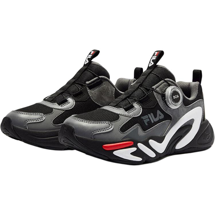 Детские кроссовки BOA Anti Kick Cushioning Low Top, черные, серые FILA KIDS, черный — фото 3
