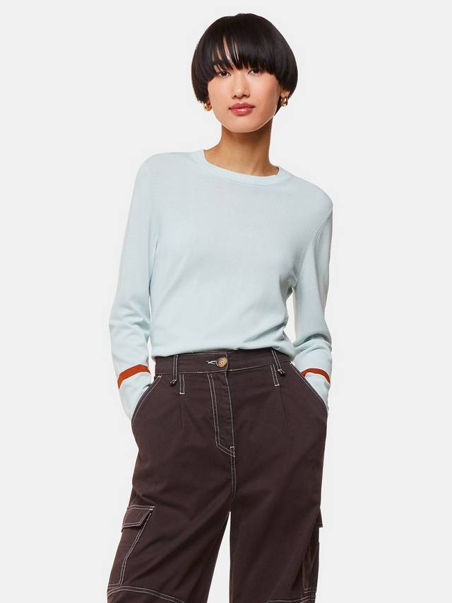 

Джемпер с деталями на рукавах в полоску Whistles, цвет Pale Blue