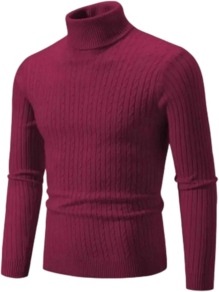 

Мужской водолазный свитер с высоким воротником, однотонный, вязаный, теплый