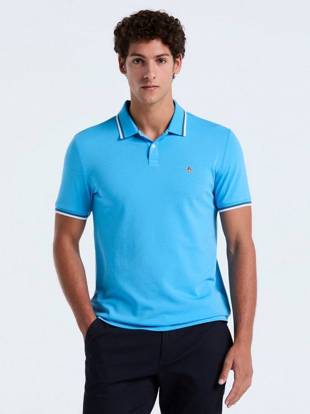 

Хлопковая поло с короткими рукавами и контрастной отделкой Original Penguin, Bonnie Blue