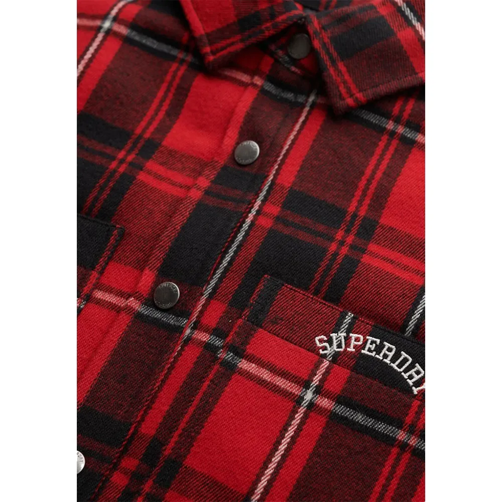 Рубашка с длинными рукавами в клетку Superdry, красный — фото 2