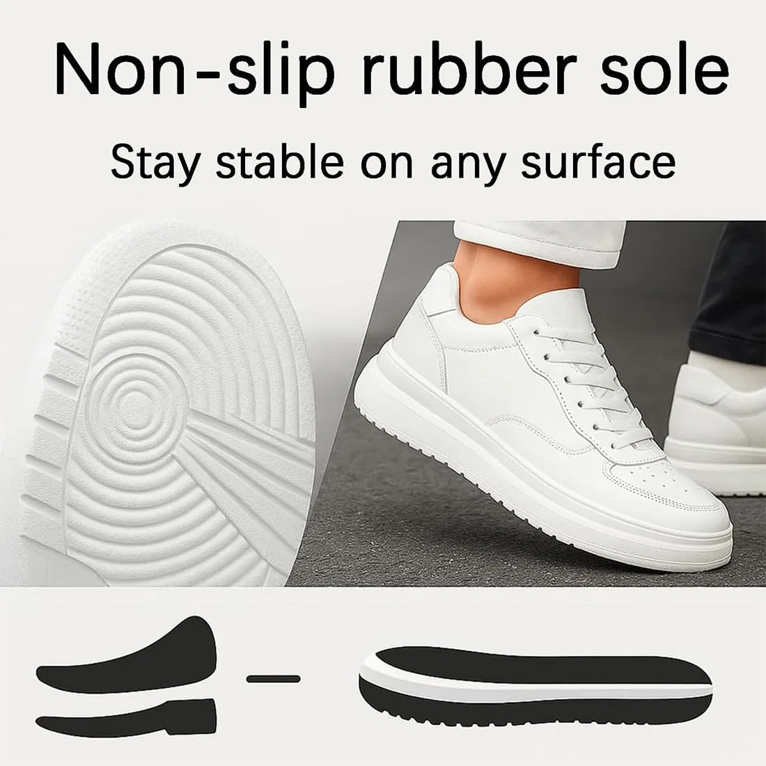 Кроссовки Elevate Shoes for Men and Women, Shoes with Risers for Men, Height Increase 4/6/8/10 cm, Breathable, Non-Slip, Invisible Ruileyou, Black 10 Cm — фото 4