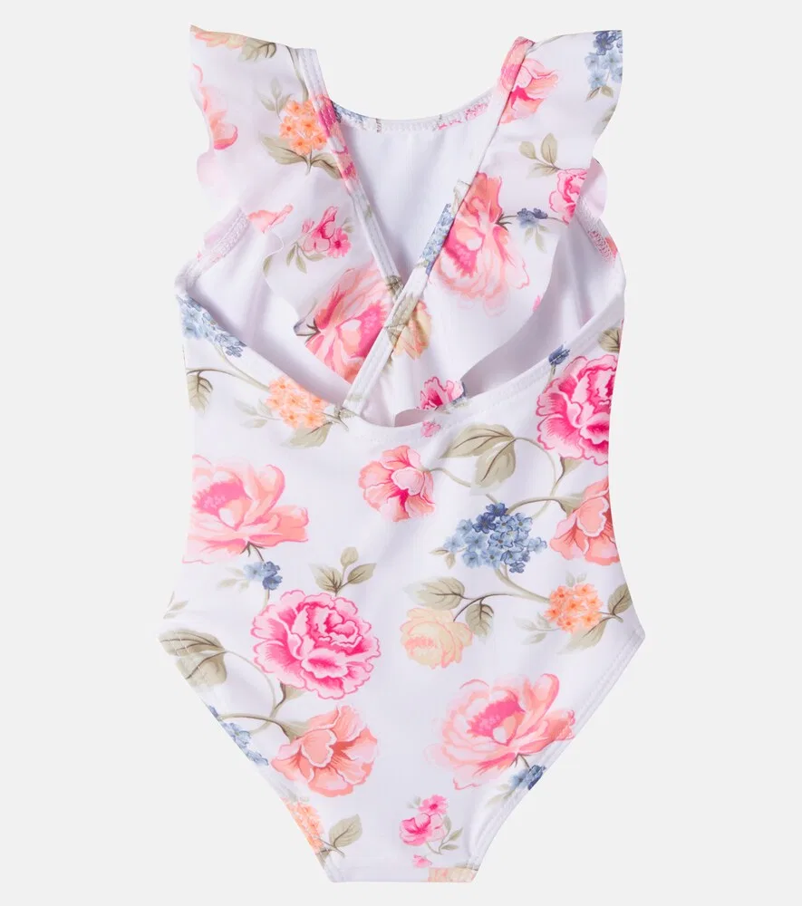 Детский купальник с цветочным принтом и логотипом Chloé Kids, мультиколор — фото 2
