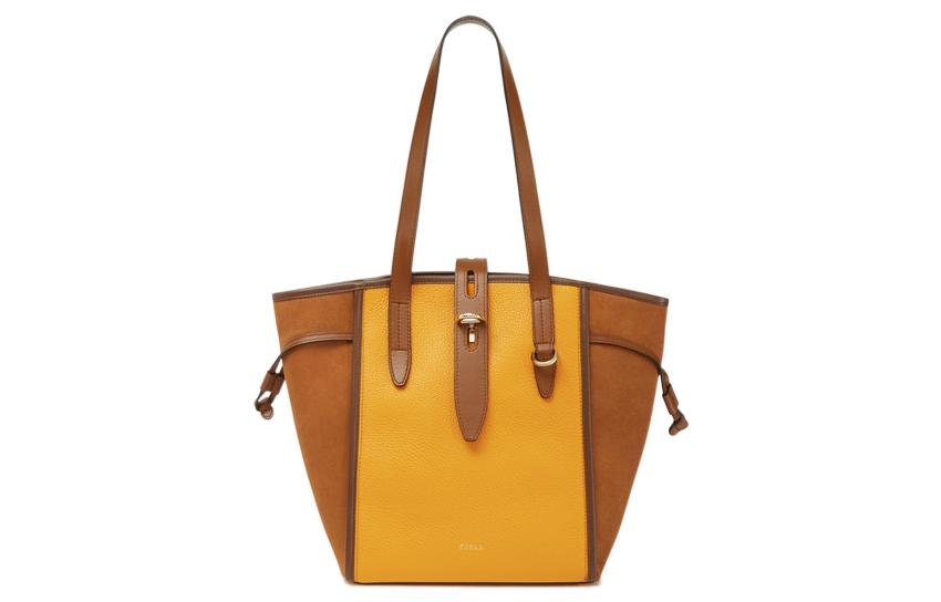 

Furla Сумка-тоут из зернистой телячьей кожи среднего размера для женщин в коричневом и желтом цвете