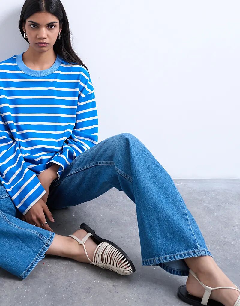 

Джерси Topshop с длинными рукавами и круглым вырезом в синюю полоску