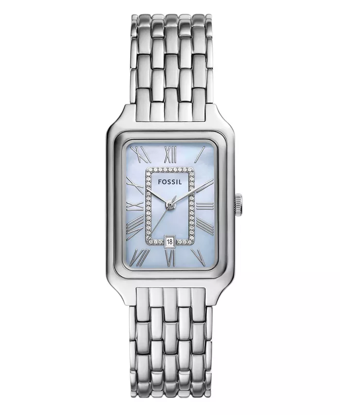 

Женские часы Raquel Three-Hand Date из нержавеющей стали, 26 мм Fossil