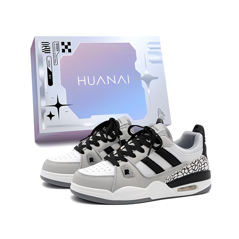 

HUANAI Легкие лоу-топ скейтборд кроссовки унисекс бело-серые, цвет White Gray