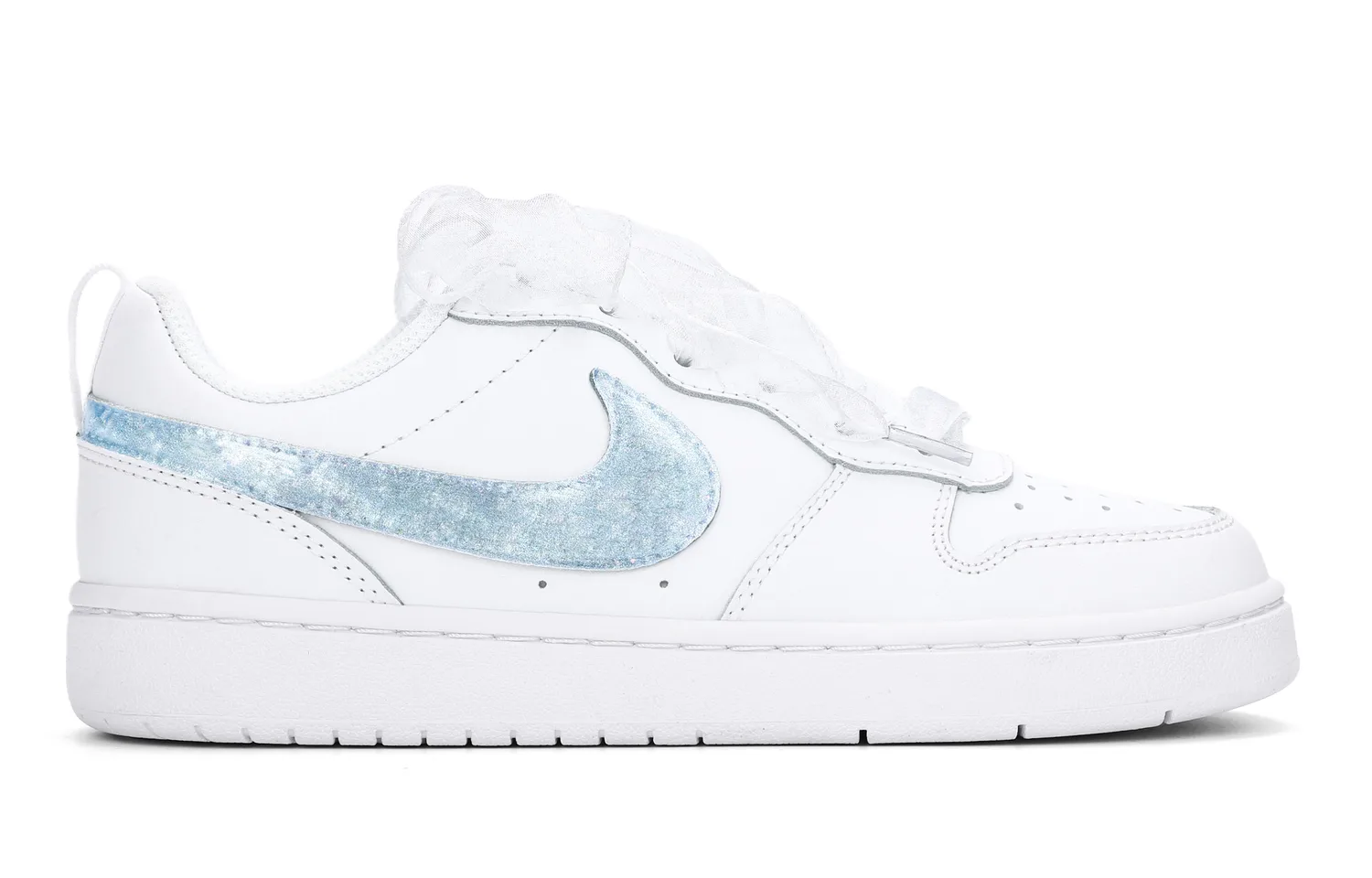 Nike Court Borough 2 устойчивые к истиранию низкие детские скейтбординг кроссовки White Blue — фото 4