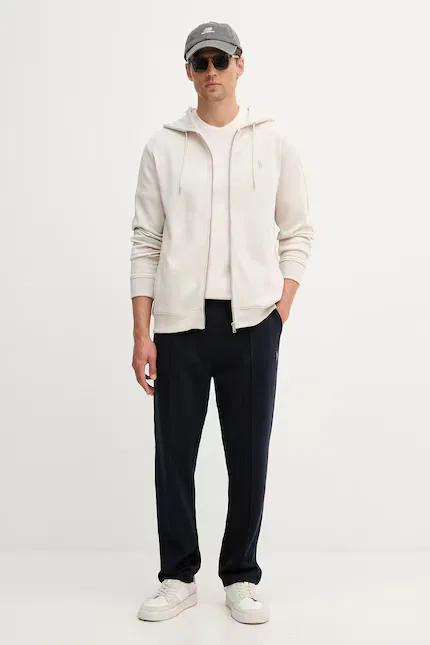 Бежевая толстовка с капюшоном DHM Interlock Zip U.S. Polo Assn. — фото 2