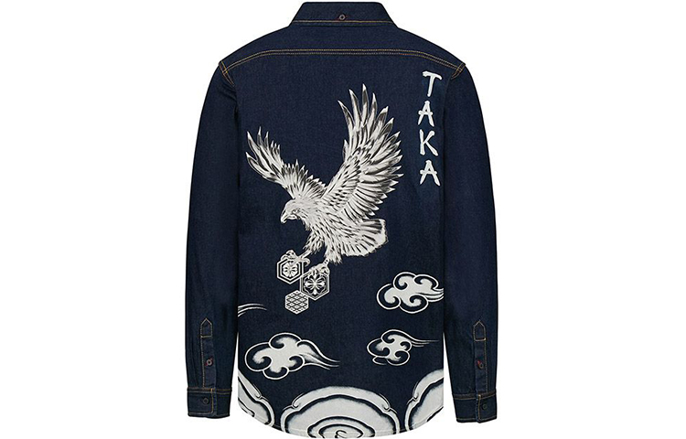 

Evisu Рубашки мужские Джинсовые Синие Остроконечные Воротник Средней плотности Другие