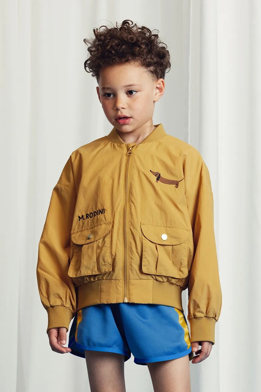 

Детская куртка с собакой Mini Rodini, желтый
