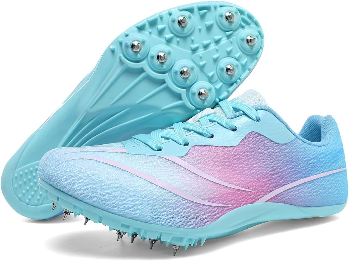 

Легкоатлетические кроссовки для мужчин, женщин и детей, шиповки, беговые кроссовки для мальчиков, прыжковые кроссовки для девочек Weshirun, розовый