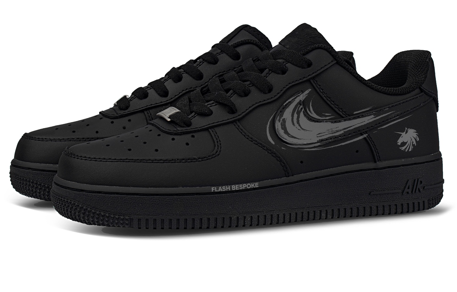 Nike Air Force 1 Floating Ink Leather, устойчивые к истиранию, низкие кроссовки для скейтбординга, унисекс, черный серый — фото 4
