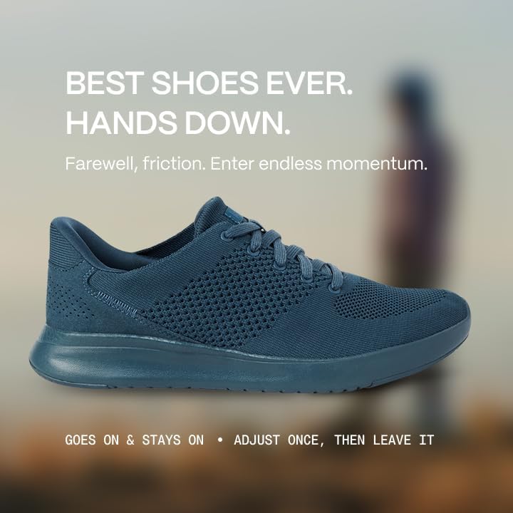 Кроссовки Kizik Slip On: Lima- удобные для повседневной носки, с Hands-Free, дышащий верх из трикотажа, мужские и женские прогулочные обувь с поддержкой свода стопы, Orion Blue — фото 2