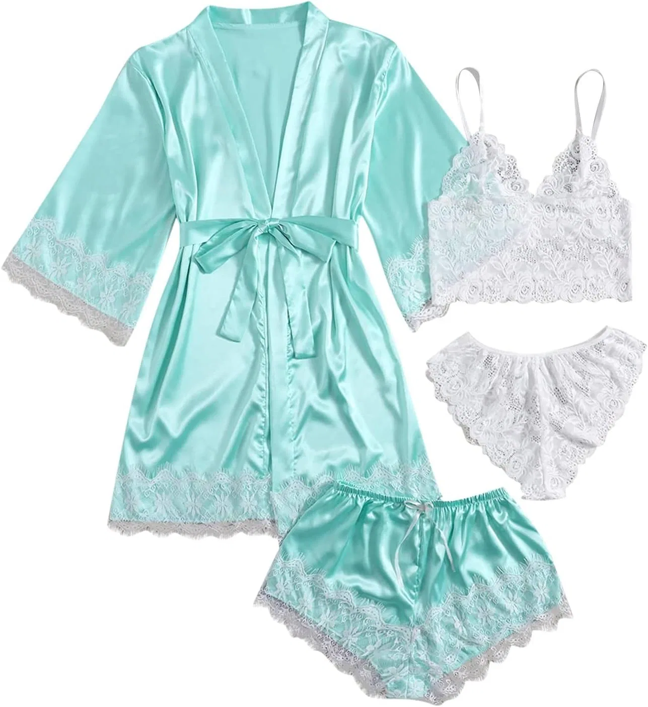 Пижамный комплект с кружевом, Light Blue