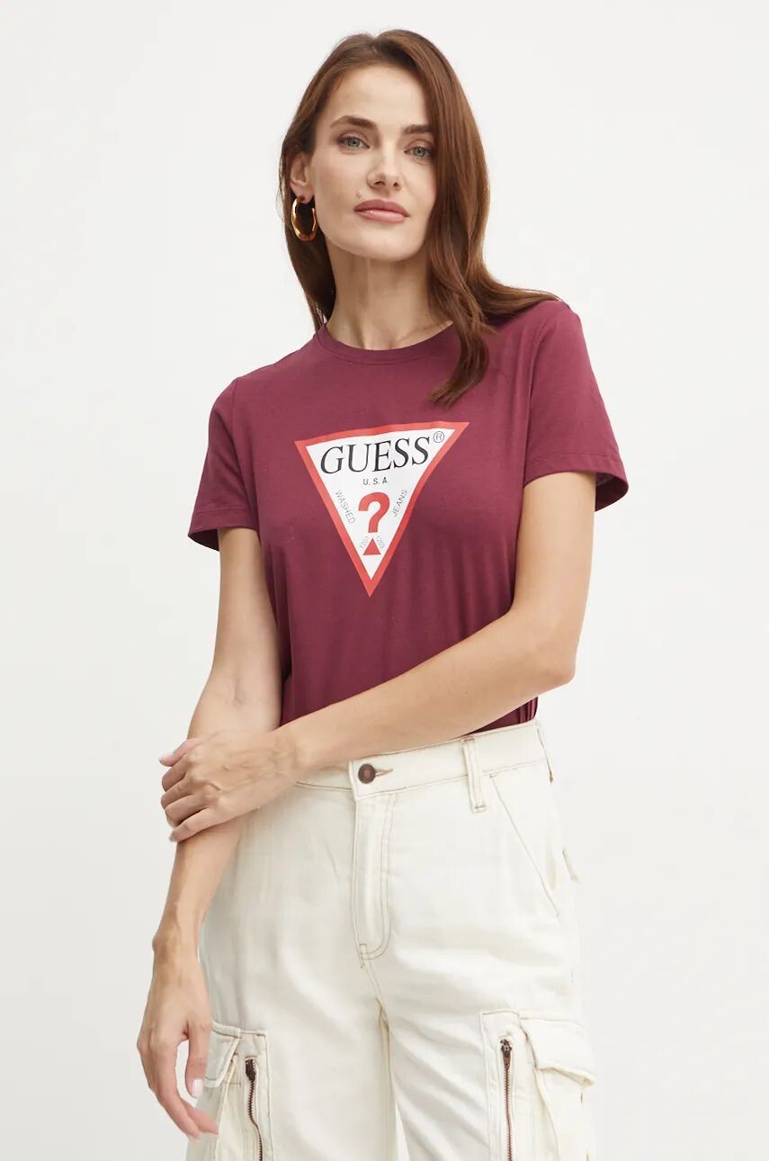

Футболка Guess из хлопка, гранатовый